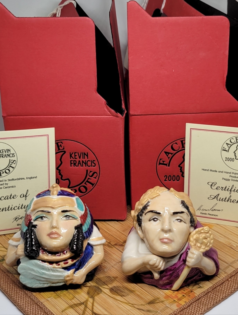 Cleopatra+Carsar Kevin Francis Face Pot Prototype Color Trial England 1of A Kind